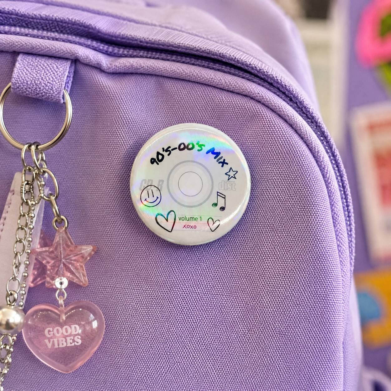 Mixed CD Holographic Medium Pin Back Button
